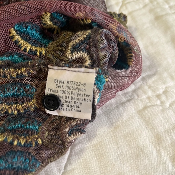 Johnny Was Women Renley Mesh Embroidered Blouse Large Sheer Floral MSRP $305 NWT - Picture 10 of 13